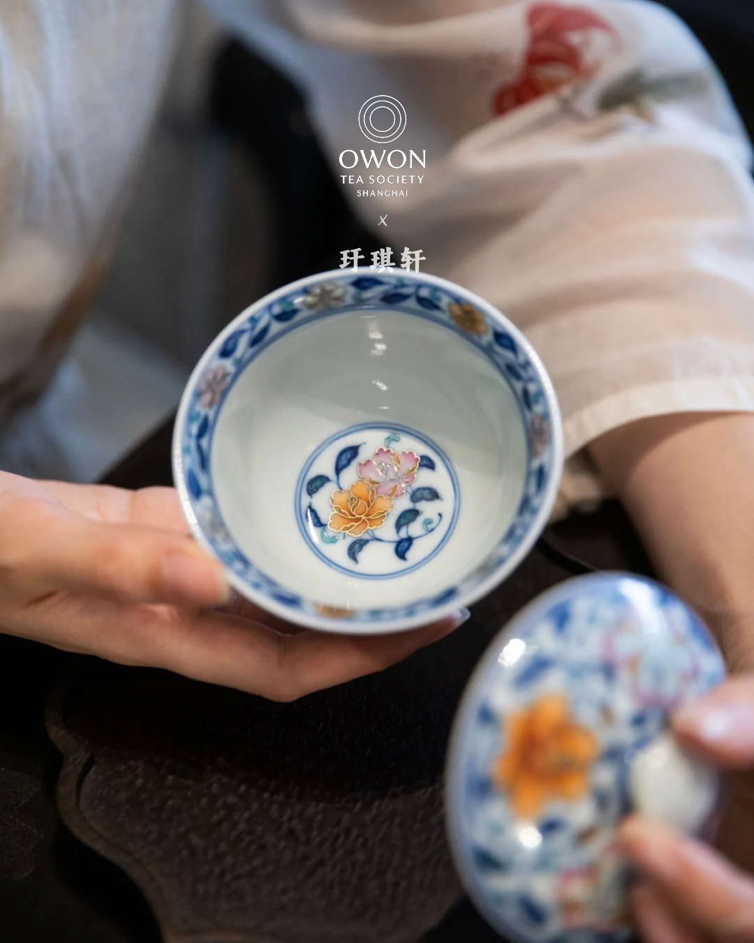 경덕진 두채 명요_우기헌 두채(斗彩) 사상 모란(四相牡丹) 개완 세트_玗琪轩_Gaiwan tea set  from Jingdezhen Kiln YU QI XUAN