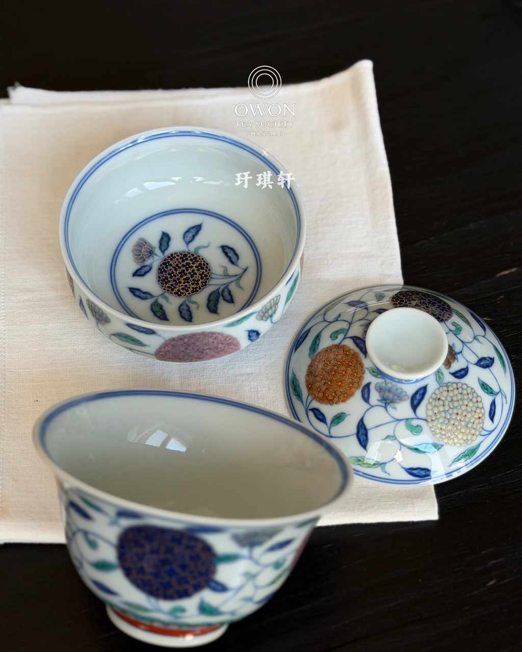 경덕진 두채 명요_우기헌 두채(斗彩) 수국 로식배_玗琪轩_Master tea cup from Jingdezhen Kiln YU QI XUAN