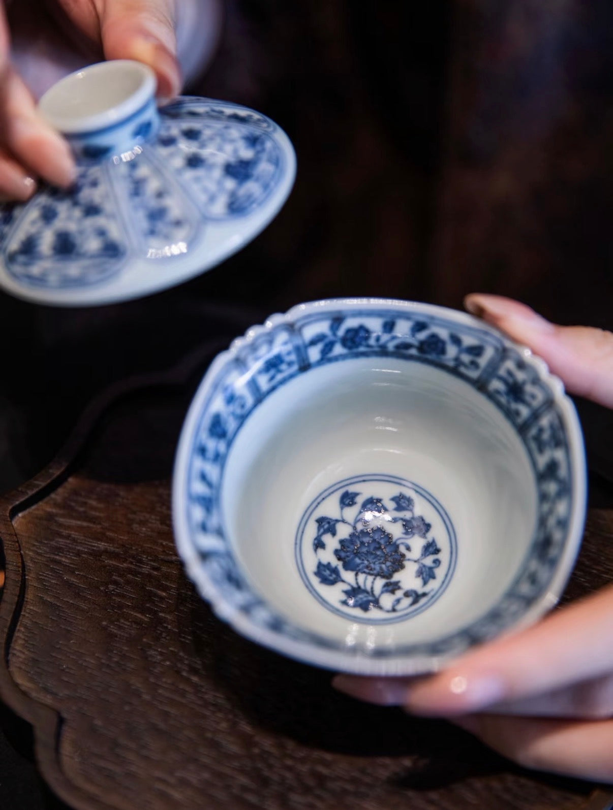 경덕진 청화 명요_화청당 청화(青花) 명청추(明清秋) 팔각개완_华青堂_Gaiwan from Jingdezhen Kiln HUA QING TANG