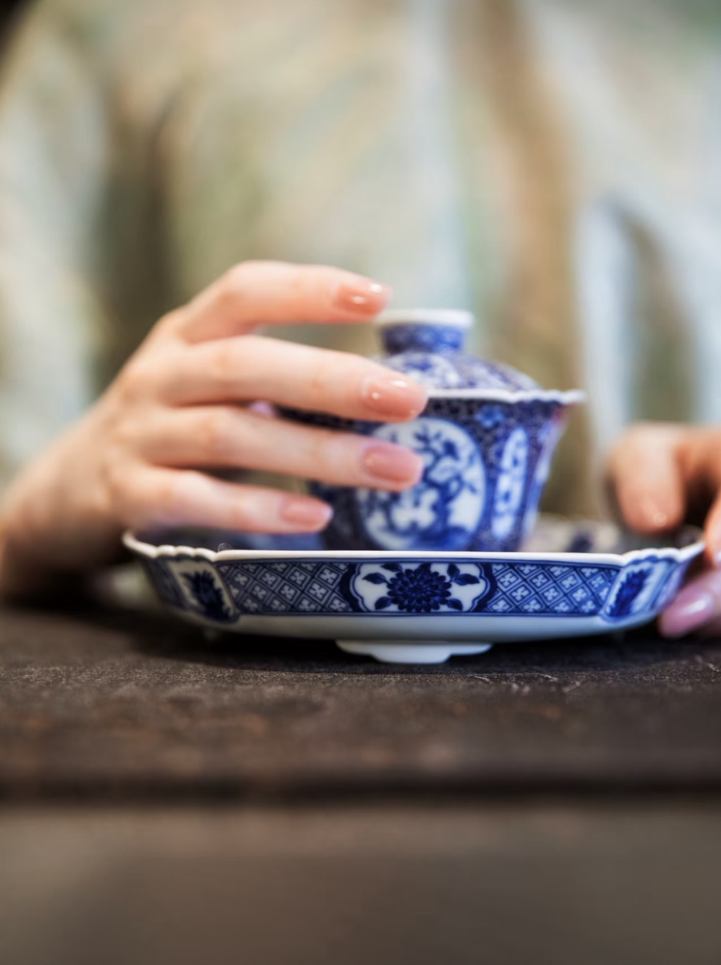 경덕진 청화 명요_화청당 청화(青花) 빙매 은묘 팔각 호승_华青堂_ Tea tray from Jingdezhen Kiln HUA QING TANG